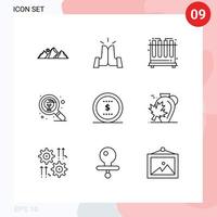 Universal Icon Symbols Group of 9 Modern Outlines of business search high idea design Editable Vector Design Elements