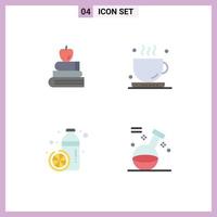 Group of 4 Modern Flat Icons Set for apple diet science office juice Editable Vector Design Elements