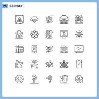 Set of 25 Modern UI Icons Symbols Signs for advertisement emergency signal car protection Editable Vector Design Elements