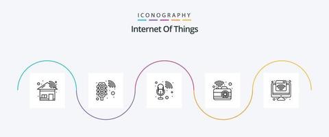 Internet Of Things Line 5 Icon Pack Including smart. signal. music. network. communication vector