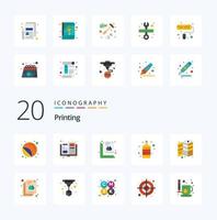 20 Printing Flat Color icon Pack like brochure ink measure color document vector