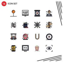 Universal Icon Symbols Group of 16 Modern Flat Color Filled Lines of calculator abacus canned construction building Editable Creative Vector Design Elements