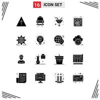 16 Creative Icons Modern Signs and Symbols of world setting wine world web Editable Vector Design Elements