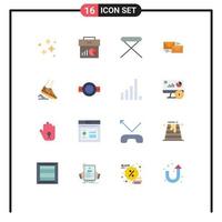 Pack of 16 Modern Flat Colors Signs and Symbols for Web Print Media such as forward mail graph interior house Editable Pack of Creative Vector Design Elements