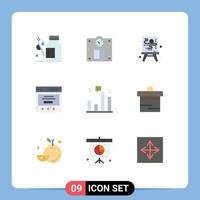 Group of 9 Flat Colors Signs and Symbols for graph business canvas user interface Editable Vector Design Elements