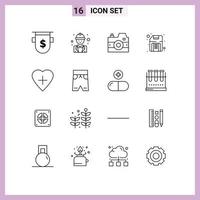 16 Thematic Vector Outlines and Editable Symbols of hardware disk labour computer photo Editable Vector Design Elements