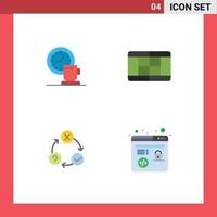 Modern Set of 4 Flat Icons and symbols such as coffee issues time tennis realization Editable Vector Design Elements