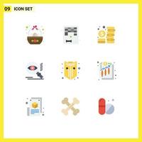 Modern Set of 9 Flat Colors and symbols such as internet view play search management Editable Vector Design Elements