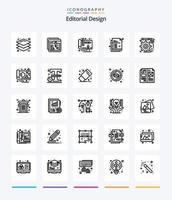 creativo editorial diseño 25 contorno icono paquete tal como ingeniería. diseño. arquitectura. lápiz. documento vector