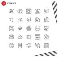 25 temático vector líneas y editable símbolos de ojo barco hablar playa página editable vector diseño elementos