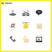 Pictogram Set of 9 Simple Flat Colors of notification bell chat alarm candy Editable Vector Design Elements