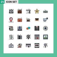 Universal Icon Symbols Group of 25 Modern Filled line Flat Colors of location education crain hardware key Editable Vector Design Elements