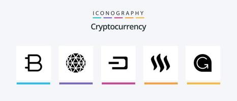 Cryptocurrency Glyph 5 Icon Pack Including steem . crypto currency. coin . crypto . dash. Creative Icons Design vector