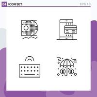 Universal Icon Symbols Group of 4 Modern Filledline Flat Colors of data hardware mining online type Editable Vector Design Elements