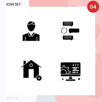 Modern Set of 4 Solid Glyphs Pictograph of account robot person conversation buildings Editable Vector Design Elements