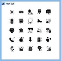 Modern Set of 25 Solid Glyphs and symbols such as pointer ip out internet anchor Editable Vector Design Elements