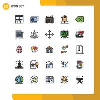 25 Filled line Flat Color concept for Websites Mobile and Apps backspace kitchen shopping food and Editable Vector Design Elements