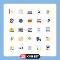 Set of 25 Modern UI Icons Symbols Signs for location invite sound symbol card Editable Vector Design Elements