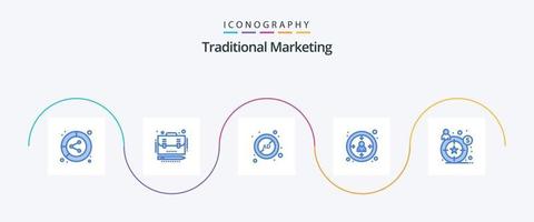 tradicional márketing azul 5 5 icono paquete incluso usuario. cliente. caso. centricidad. bloquear vector