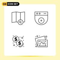 Pictogram Set of 4 Simple Filledline Flat Colors of explore camera cam cash travel Editable Vector Design Elements