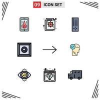 9 Creative Icons Modern Signs and Symbols of mind arrow graph search box Editable Vector Design Elements