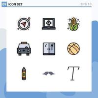 Set of 9 Modern UI Icons Symbols Signs for plumbing transportation autumn transport car Editable Vector Design Elements