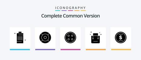 Complete Common Version Glyph 5 Icon Pack Including ecommerce. bag. ui. shirt button. sewing. Creative Icons Design vector