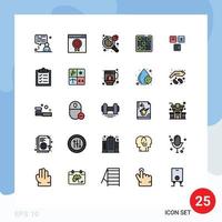 Filled line Flat Color Pack of 25 Universal Symbols of basic abc data analytics game tic Editable Vector Design Elements