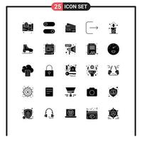 Modern Set of 25 Solid Glyphs Pictograph of ui logout banking shopping finance Editable Vector Design Elements