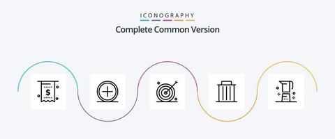 Complete Common Version Line 5 Icon Pack Including recycle. delete. new. target. goal vector