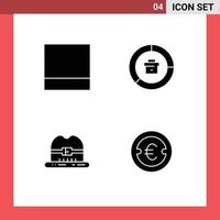 Pack of 4 Modern Solid Glyphs Signs and Symbols for Web Print Media such as grid canada business report euro Editable Vector Design Elements