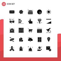 Editable Vector Line Pack of 25 Simple Solid Glyphs of beach location logo map score Editable Vector Design Elements