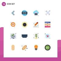 Pack of 16 creative Flat Colors of signal shopping data plane ecommerce Editable Pack of Creative Vector Design Elements