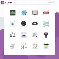 Group of 16 Flat Colors Signs and Symbols for security file computer document switch Editable Pack of Creative Vector Design Elements