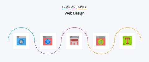 web diseño plano 5 5 icono paquete incluso programa. fuente. gráficos diseño. diseñador. bloquear vector