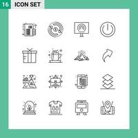 Mobile Interface Outline Set of 16 Pictograms of logistic power money multimedia signal Editable Vector Design Elements