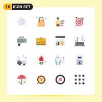 16 User Interface Flat Color Pack of modern Signs and Symbols of interface target shopping goal modern Editable Pack of Creative Vector Design Elements