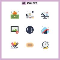 Set of 9 Modern UI Icons Symbols Signs for business square service sound image Editable Vector Design Elements