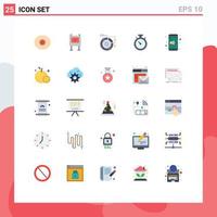 Pack of 25 Modern Flat Colors Signs and Symbols for Web Print Media such as mobile pin model navigation compass Editable Vector Design Elements