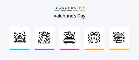 san valentin día línea 5 5 icono paquete incluso amor. corazón. pastel. amor. cuidado. creativo íconos diseño vector