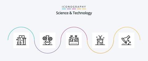 Science And Technology Line 5 Icon Pack Including data filtering. big data and science concept. scientific research. test tube. lab flask vector