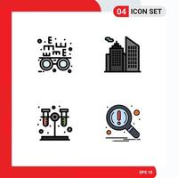 Set of 4 Modern UI Icons Symbols Signs for eye test find building chemistry notification Editable Vector Design Elements