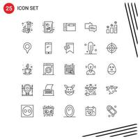 Modern Set of 25 Lines Pictograph of analysis message graph analysis mail tablet Editable Vector Design Elements