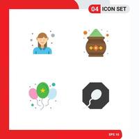 Editable Vector Line Pack of 4 Simple Flat Icons of avatar balloons woman india party Editable Vector Design Elements