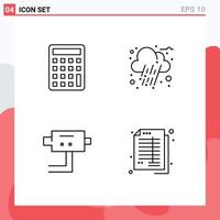 Set of 4 Modern UI Icons Symbols Signs for calculator accounting autumn cam balance Editable Vector Design Elements