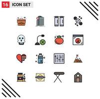 Modern Set of 16 Flat Color Filled Lines and symbols such as medical skull government timer watch Editable Creative Vector Design Elements