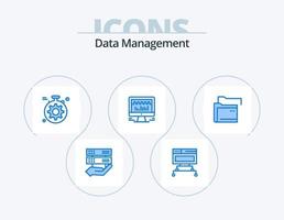 Data Management Blue Icon Pack 5 Icon Design. folder. graph. server. beat. computer vector