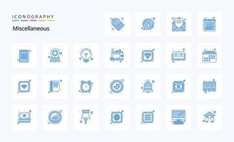 25 Miscellaneous Blue icon pack vector