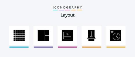 Layout Glyph 5 Icon Pack Including . analytics.. Creative Icons Design vector