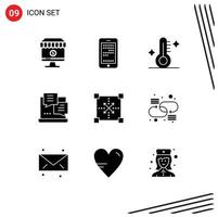 Set of 9 Modern UI Icons Symbols Signs for coding script coding internet weather Editable Vector Design Elements